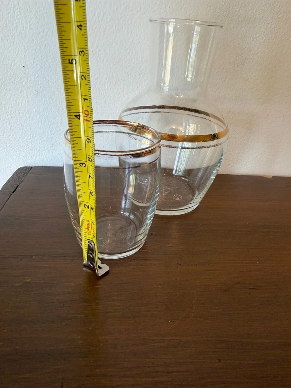 Vintage Libbey Bedside Water Carafe with Gold Trim